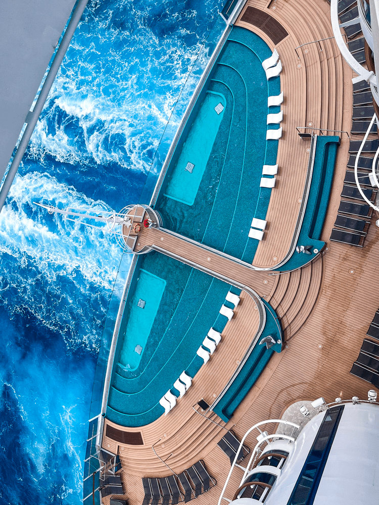 The infinity pool of the ship as seen from above.